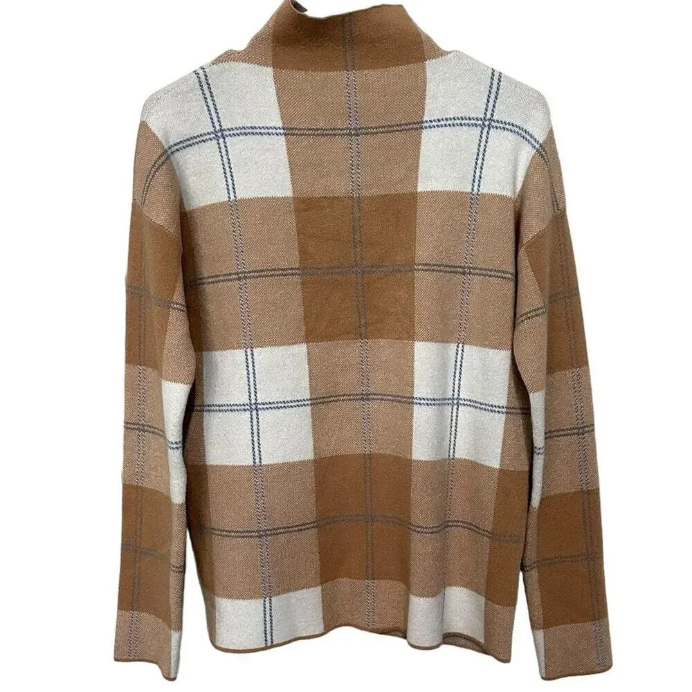 Rachel Zoe Women's Tartan‎ Plaid Mock Neck Pullover Sweater Size M Long Sleeve